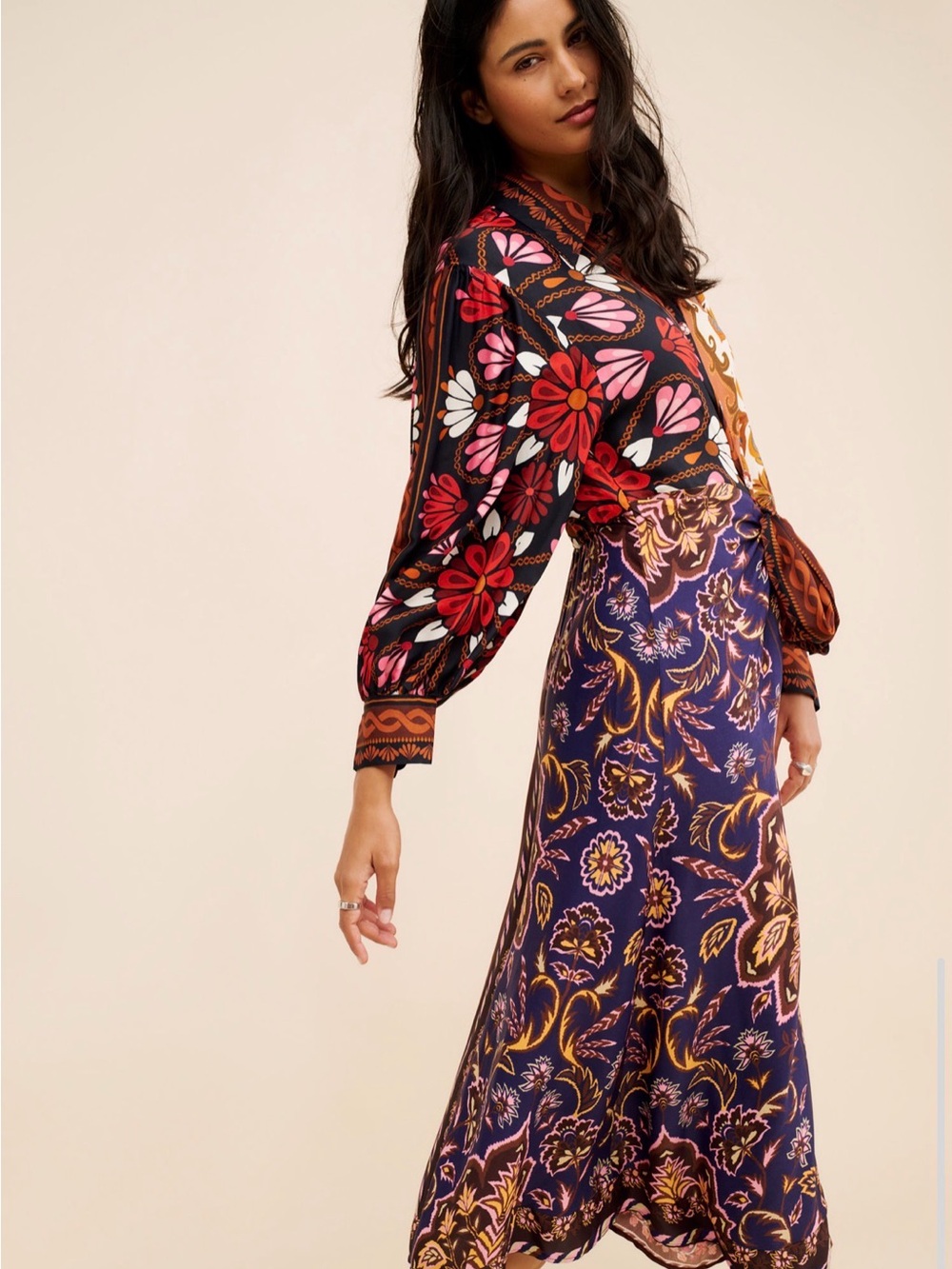 FARM Rio Miranda Mix Chemise Midi dress. - Picture 2 of 8